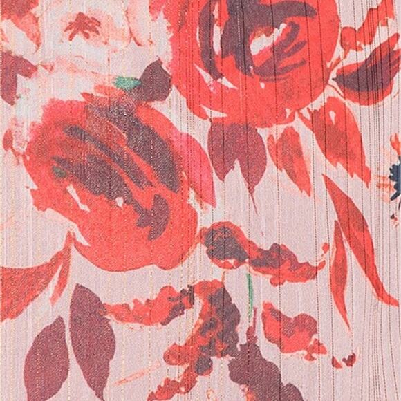 Lovers + Friends Stacey Ruffle Midi Dress Pink Red Floral Asymmetric Small NWT - Picture 14 of 15